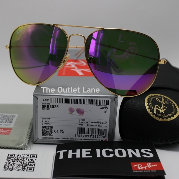 Model Display Ray-Ban Aviator Purple Mirror RB3025 - Picture 3 of 16